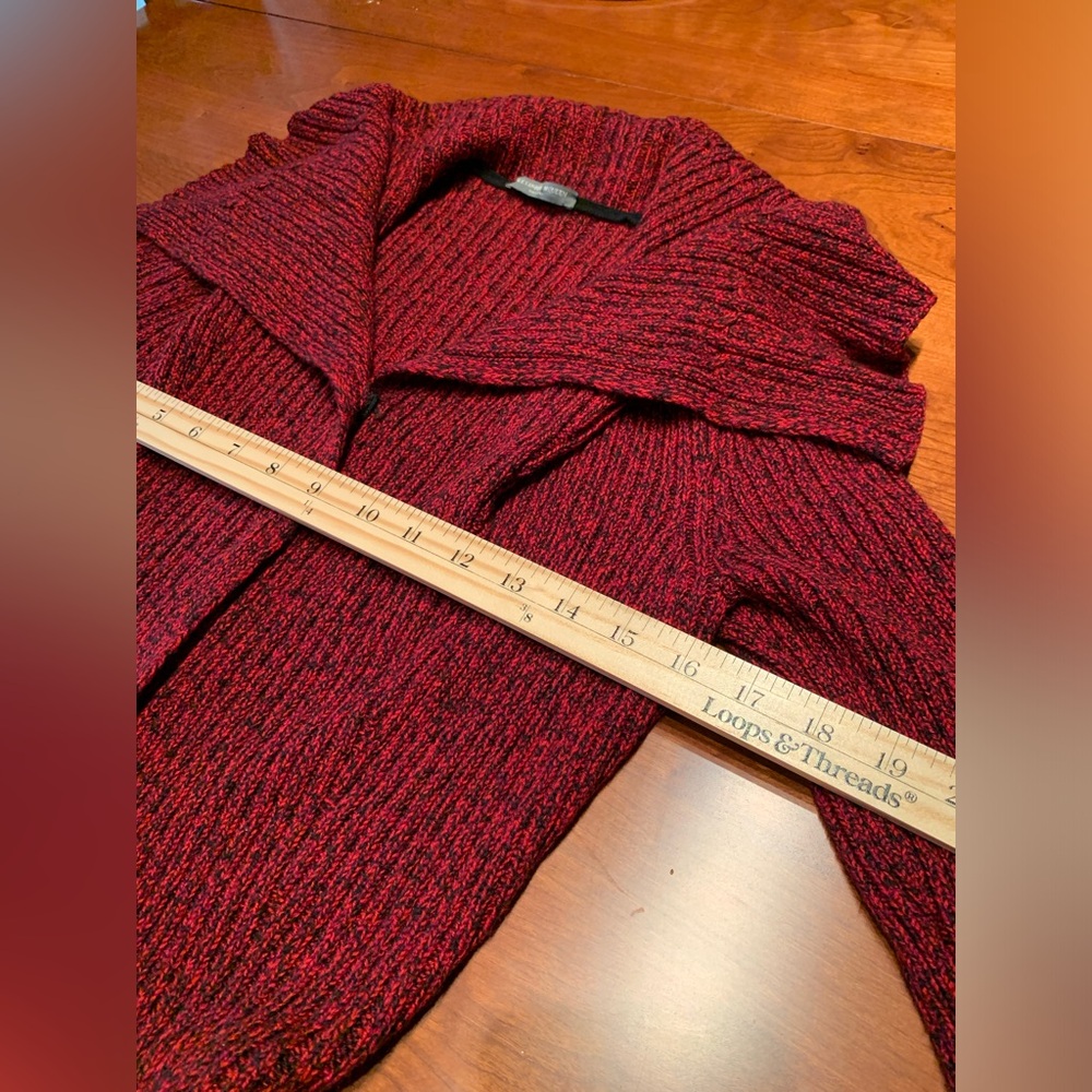 Alexander McQueen peplum marled soft Red Wool Cardigan sweater - Picture 11 of 13